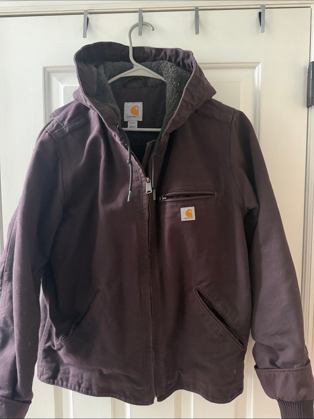 Carhartt Kids Hooded Puffer Jacket in Deep Brown Plum